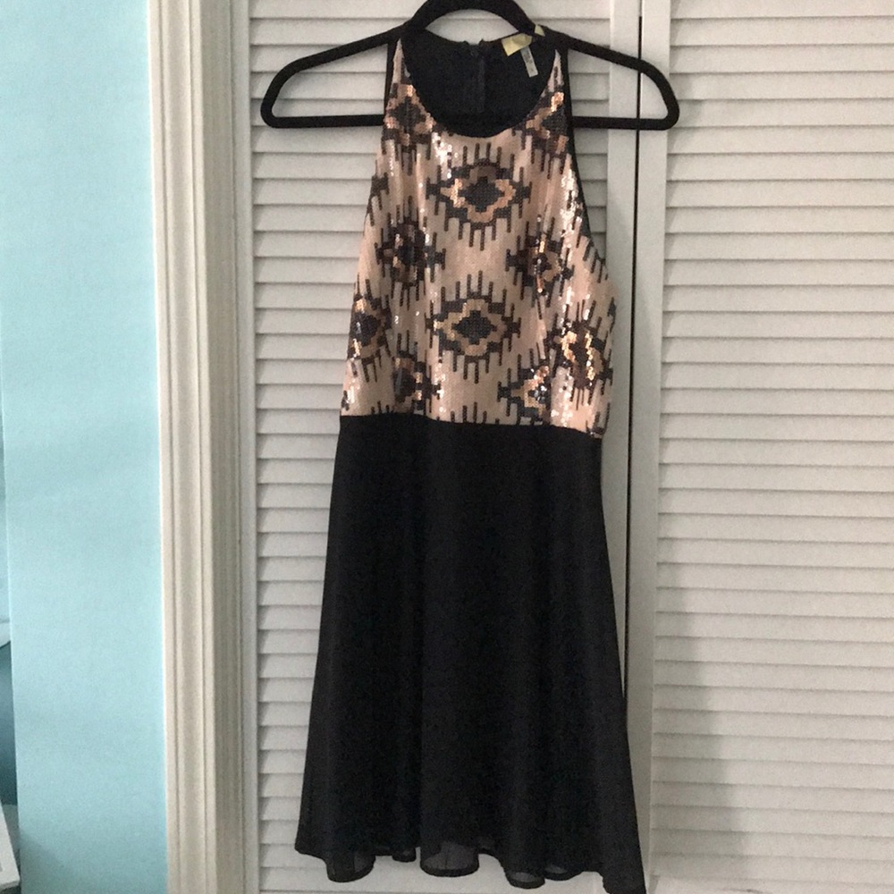 Sequined bodice skater dress